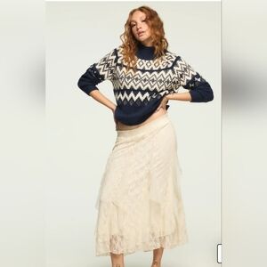 LUCKY BRAND FAIR ISLE MOCK NECK SWEATER SIZE SMALL NWT